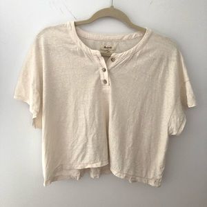 Madewell Cream Cropped Brother Cotton Hemp Henley
